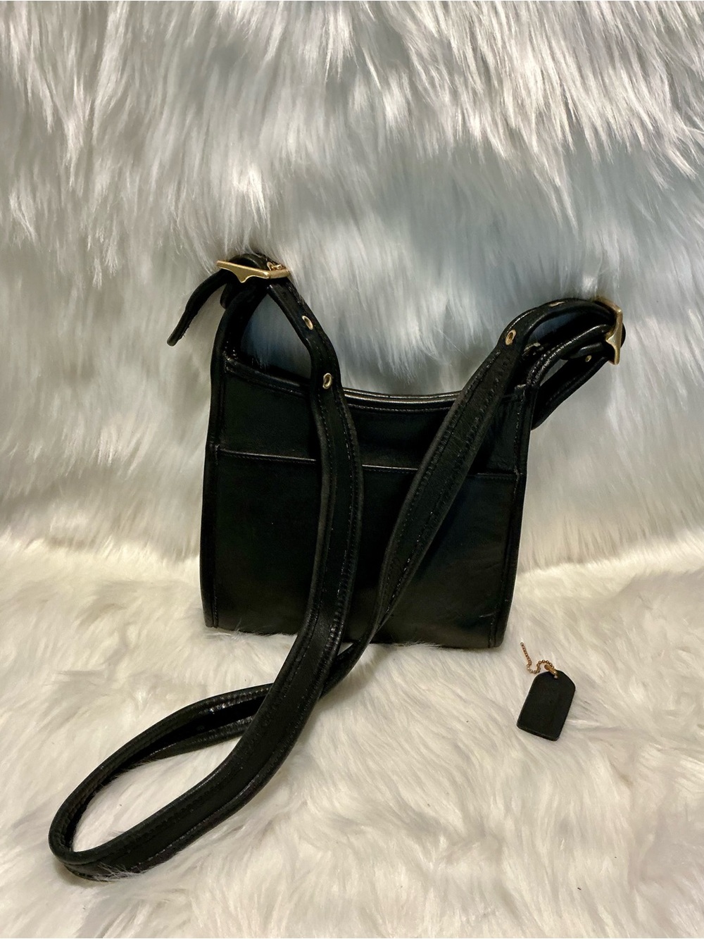 Coach Black Leather Crossbody Bag with Gold Hardware